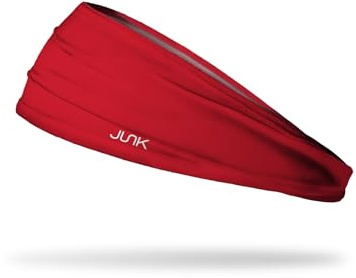 JUNK Brands Big Bang Lite Headband - Moisture-Wicking, Performance Fabric, Non-Slip, Sports Sweatband for Men & Women - One Size - True Red