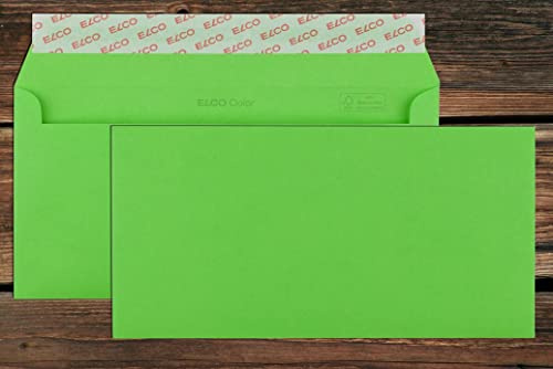 Elco 18833.62 Color Box mit Deckel und 250 Briefumschläge/Versandtasche, Haftklebeverschluss, C5/6 DL, 100g, intensiv-grün, Fenster: nein
