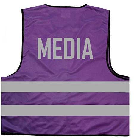 Warnweste - Signalweste - Media - Warnweste mit reflektierendem Aufdruck - Größe L/XL, Lila