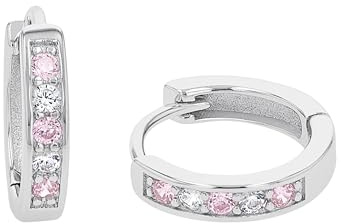 AMOR - Kinder Ohrringe 925 Silber - mit Zirkonia Stein - Creole - AMR-EG0007
