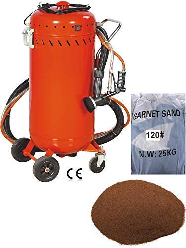EQUIPEMENT EXPRESS SICOBA Combiné Sableuse Aérogommeuse Aspirateur Mobile 106L intérieur/extérieur + Sac 25kgs d'Abrasif Garnet Mesh 120A+