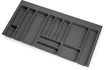 Emuca - Besteckfach für Küchenschublade Vertex/Concept 500, Modul 1.000 mm, Spanplatte 16mm, Kunststoff, Anthrazitgrau
