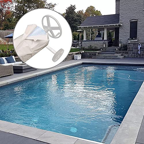 Herbests Abdeckung für Pool Planenaufroller Schwimmbadrolle Abdeckplane Mit Klettverschluss Wasserdicht Staubdicht Outdoor UV-Beständige Schutzhülle für Poolabdeckungen Aufrollvorrichtung 610 * 96cm