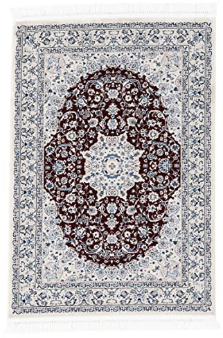 carpetfine Orientteppich Nain Diane Rot 140x200 cm | Tradtioneller Teppich für Schlaf- und Wohnzimmer