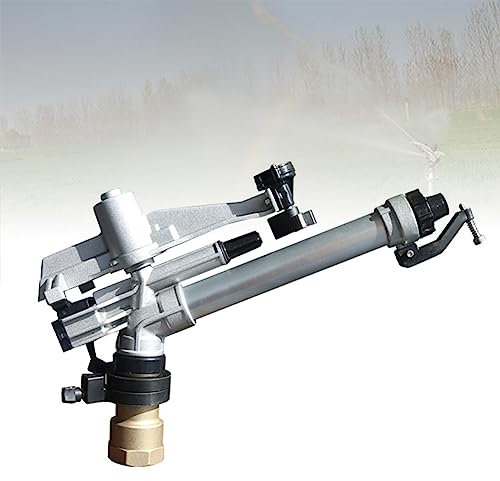 Aspersor de impulso de metal, aspersor de impacto ajustable con boquilla de repuesto, rango de agua de 20 m ~ 42 m, rociador de césped con boquilla basculante giratoria de área grande de 360 ​​° para