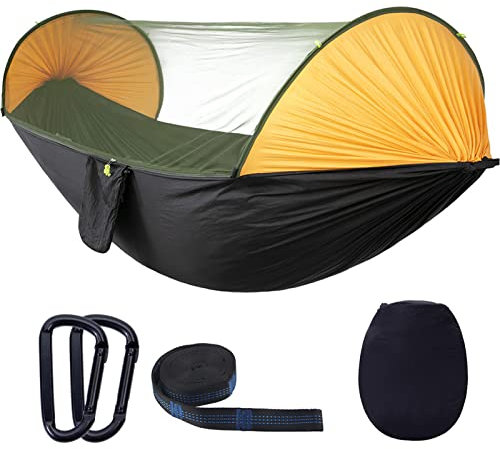 Otufan Automatische Hängematte, 114,2 X 55,1 Zoll, Nylongarn, Polyester-Gaze, Schnell zu öffnendes Moskitonetz, Hängematte, Zeltschaukel, Schlafhängematte Für Reisen, Hofwandern