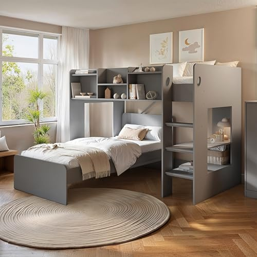 Flair Wizard Junior L Shaped Bunk Bed - Grey