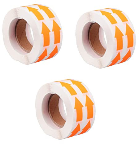 EXCEART 3rotoli Adesivi Fluo Forma Di Freccia Etichette Direzionali Autoadesive Per Craft e Decorazioni Colorate Arancio Fluorescente