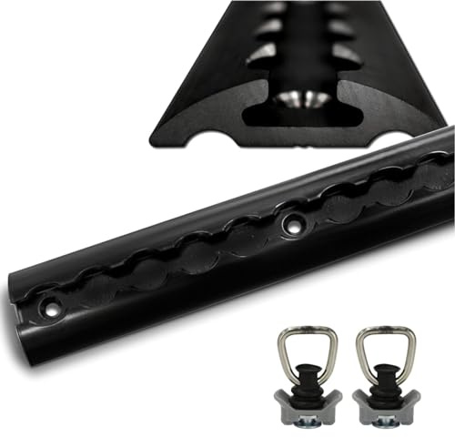 Airlineschienen schwarz aus Aluminium halbrund Airlineschiene pulverbeschichtet zur Ladungssicherung für PKW, LKW, Anhänger, Wohnmobile usw. - Zurrschiene - Zurrleiste (1x 0,5 Meter 2 Fittinge)