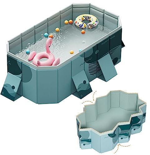 LLKUYTB Pool für Kinder, zusammenklappbar, kein aufblasbares Faltbecken nötig,kleines Planschbecken, Hundeschwimmbad, rutschfeste Badewanne, einfacher Auf- und Abbau,Badewanne im Freien 3m