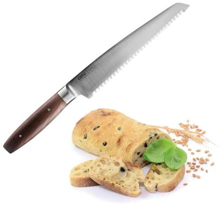 GEFU Brotmesser ENNO 21 cm | Wellenschliff für harte Krusten & weiches Inneres | Solinger Spezialstahl, HRC 57 | Walnussholzgriff, handgeschliffen, Made in Germany