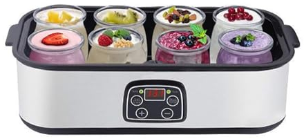 Good Homie Yogurtera, máquina automática para Hacer Yogur Digital con Control de Temperatura y Tiempo Ajustables, con 8 frascos de Vidrio de 48 onzas (6 onzas Cada Frasco) para Uso doméstico