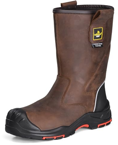 Botas de trabajo para hombre/mujer de cuero de vaca SAFETOE, botas de seguridad con punta de 20 CM de composite, anti-clavos, suela de goma, para industria, construcción, para petróleo, gas, mina, S3