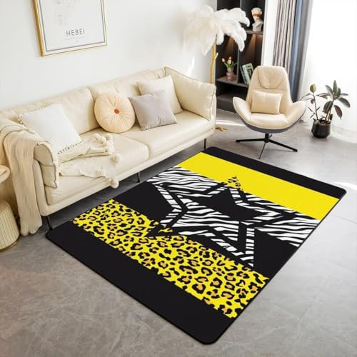 Kind Teppich 120 X 180 cm / 47.24 X 70.86, Schlafzimmer Teppich, 3D Teppiche Wohnzimmer Teppiche Weich rutschfest Teppich Für Wohnzimmer Schlafzimmer Bettvorleger Abstrakter Leopard-Zebra -5L0X5C2