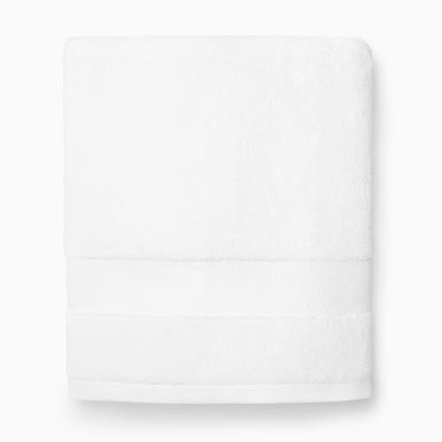 Sferra Bello Nuovo Large Bath Towel 30 x 60 - 100% Long-Staple Combed Cotton, Premium Fade-Resistant Dye, Super Soft and Highly Absorbent, Luxurious Honeycomb Dobby Border for Bathroom, White