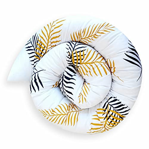Bebeloo Bettschlange Bettkissen Seitenschläferkissen Nackenrolle Schlafkissen Kuschelschlange Stillkissen Zierkissen Zugluftstopper Body Pillow Baumwolle (Blätter, 140 cm)