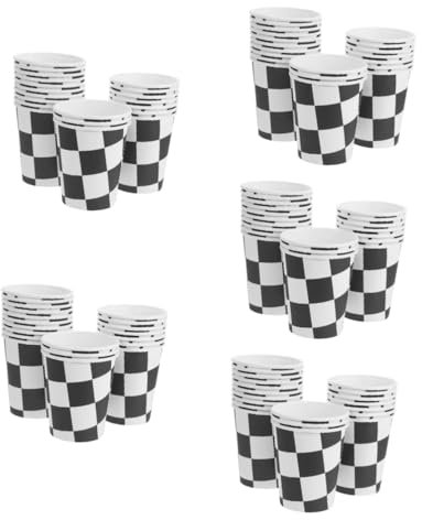Abaodam 100pcs Checkered Racing Party Cups Festive Paper Tableware Single-use Paper Cups