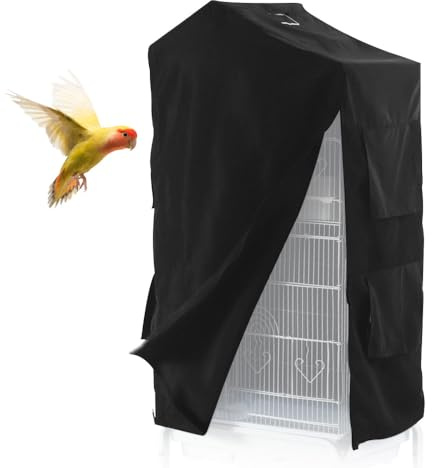 DONGKER Papagei Käfig Abdeckung, wasserdichte Vogelkäfig Schutzhülle, 82x48x34 cm, Atmungsaktive Vögel Verdunkelungsabdeckung mit Reißverschluss für Vögel, Papageien, Sittiche, Aras, Unzertrennliche
