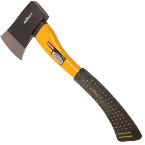 HOME It® Ascia 600 g – Manico in Fibra di Vetro con Impugnatura Antiscivolo – 38 cm – Ideale per Giardinaggio e Lavorazione del Legno