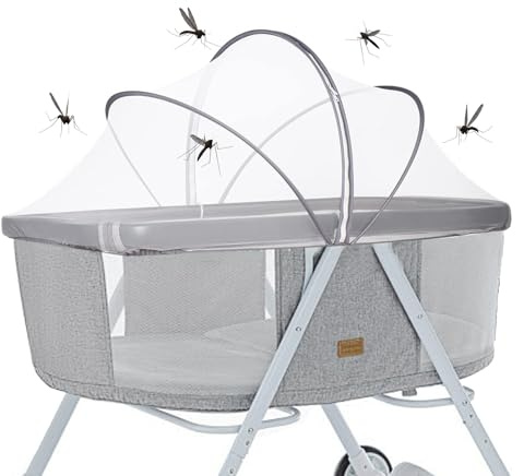 Universal Moskitonetz für Babybett 100x55cm Moskitonetz Kinderwagen Faltbar Mückennetz für Kinderbett, Insektenschutz Kinderwagen, Baby Insektenschutz Mit ReißVerschluss für Babybetten,Kinderwagen