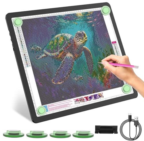 YINGWOND Leuchttisch A3 Wiederaufladbar für Diamant Malerei Licht-Pad mit Seitliche Tasten & magnetischen 5600LUX Ultraheller diamond painting Zubehör Kabelloses Licht-Box (A3-Magnetische)