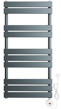 ELEGANT 600W Smart WiFi Thermostatic Bathroom Heated Towel Rail, Vertical Wall-Mounted Electric Radiator with Timer & LCD Display, Energy Efficient, Anthracite 1000 x 500mm