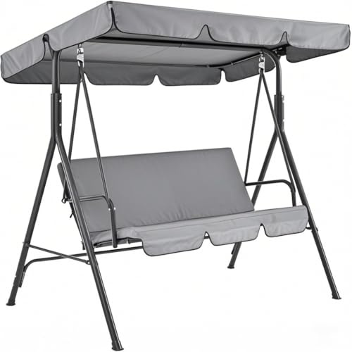 LSyySy Garden Canopy Swing Seat Chair - Adjustable Canopy, Removable Cushion, Outdoor Patio Poolside Porch Bench, Comfortable Swinging Chair for Relaxing and Enjoying Your Outdoor Space