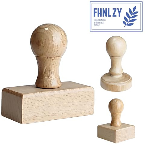 Benutzerdefinierter Stempel – Personalisierter Holzstempel mit Logo, Name und Adresse, Laden Sie Ihr eigenes Design hoch, mehrere Größen für Branding und Basteln (Rechteck)