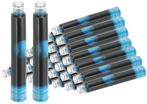 PATIKIL 30 Piezas De Cartuchos De Tinta Para Pluma Estilográfica, Diámetro Interior De 3.4mm, Recambios Estándar Internacional Para Escritura Empresarial, Azul Claro