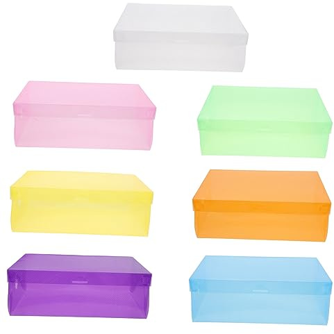 Healifty 7 pièces Boîtes Chaussures Transparentes Empilables Couleurs Boîte Rangement Chaussures Robuste Plastique avec Couvercle Rabattable Organiseur Gain de Place pour Homme et Femme
