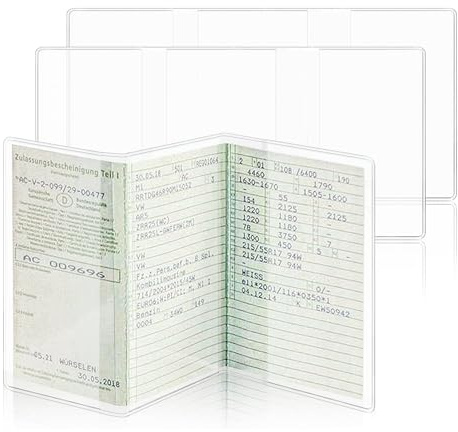 WANGDEFA 3 Stück Fahrzeugschein Hülle Schutzhülle 3 Faltbar Transparente 210×105 Mm Zührerschein Hülle Fahrzeugschein Mappe Kfz Schein Mappe Für Auto Motorrad Anhänger (3)