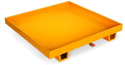 IROEJT Plataforma Modular Industrial para derrames, Plataforma con Drenaje, Palet de contención de Fugas de bidones de Aceite con Huecos para montacargas, Alta capacid，Orange a 25.6x25.6x7.9IN