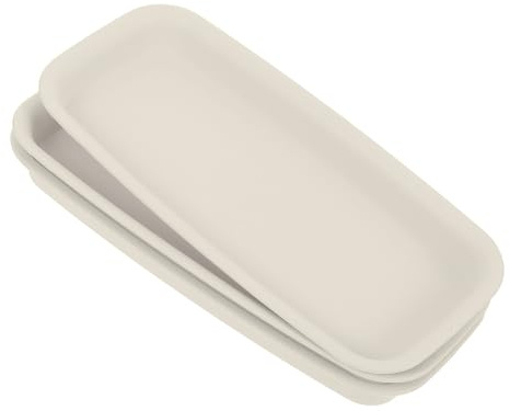GARIOUANS Blumentopf Untersetzer 3 Stück aus Kunststoff Rechteckige Pflanzteller Beige 21X8,5cm für Innenbereich und Haushalt als Wasserauffangschalen