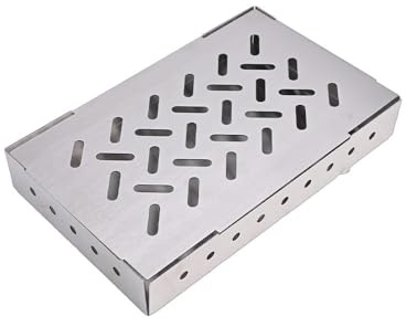 Homeponnew Scatola per affumicatura a freddo in acciaio inox, per barbecue all'aperto, con prese d'aria regolabili, 21 x 14 x 4 cm, argento
