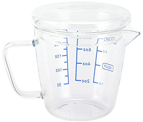 ANGGREK Copa Medidora de Vidrio de Borosilicato, Jarra de Cocina Transparente Resistente Al Calor con Tapa, Apta para Microondas, Nevera, Lavavajillas, Horneado y cocción. (250ml)
