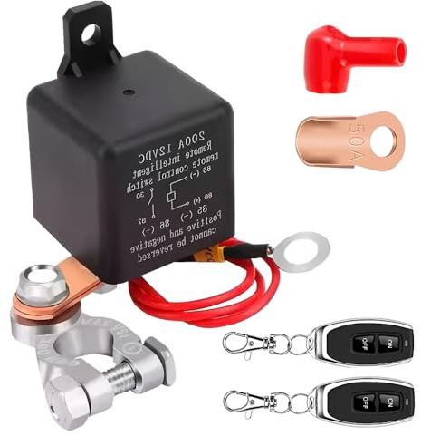 Coupe-batterie 12 V avec télécommande, interrupteur sans fil 12 V 200 A, coupe-batterie télécommandé sans fil pour voiture, coupe-batterie pour voiture, Kill Switch pour voiture, camping-car, bateau