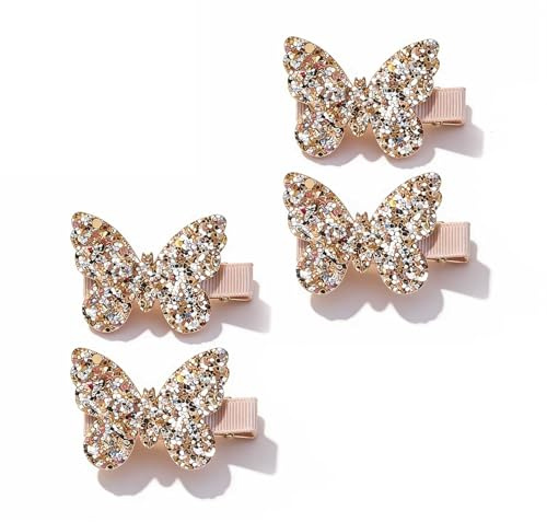 Baby Hair Clips Toddler Hair Clips Hair Bows Glitter, Gold, 4Pcs