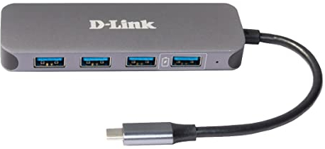 D-Link DUB-2340 USB-C to 4-Port USB 3.0 Hub with Power Delivery (60W PD), 4 USB 3.0 Ports (1 support Quick Charge BC1.2) for PC, MacBook Pro, MacBook Air, iPad Pro, Chromebook, Surface Pro and More