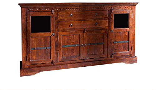MASSIVMOEBEL24.DE | Oxford Sideboard Akazie 181x50x100, Farbe:Dunkelbraun lackiert, Größe:181x50x100 cm (BxTxH)