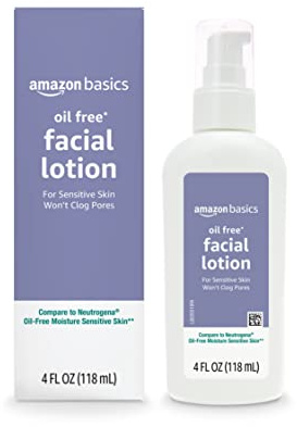 Amazon Basics Facial Moisturizer for Sensitive Skin, formulated without oil, Fragrance Free, Non-Comedogenic, 4 Fluid Ounce (Previously Solimo)