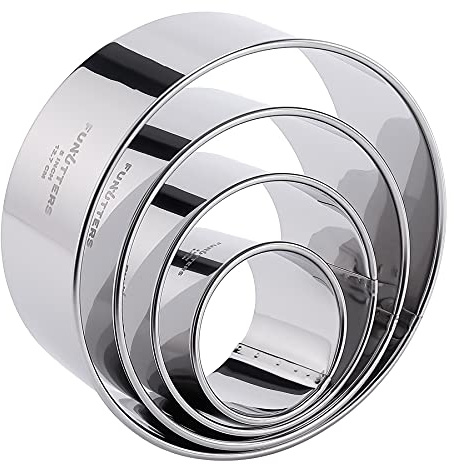Cookie Cutter Set, 4 Pc. Kit, Measuring 2'', 3'', 4'' and 5'', Round Metal Baking Rings for Pastry, Biscuits, and Dough Cutting, Heavy Duty and Reusable, Multiple Sizes