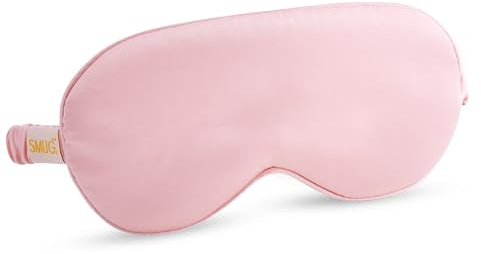SMUG Schlafmaske für Männer und Frauen aus superweichem Satin | Weich, gesund & tiefer Schlaf | Sleeping Mask reduziert Falten, Augenringe | Hält Licht ab | Rosa
