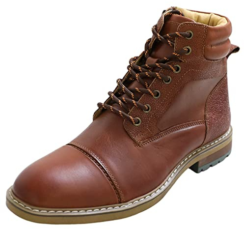 Jamron Hombres Clásico Piel Genuina Botines Cremallera Botas Chukka con Forro de Franela Cálido