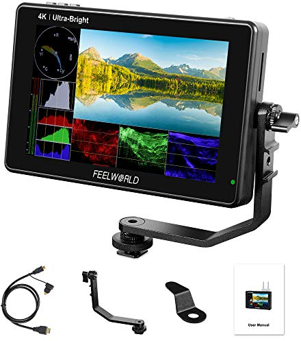 FEELWORLD LUT7 PRO 7 Zoll 2200nits 3D LUT Touchscreen DSLR-Kamera Field Director AC-Monitor mit Wellenform F970 Externe Stromversorgung und Installationskit 4K HDMI-Eingang Ausgang 1920X1200 IPS-Panel