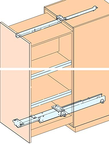 HAWA Forte Schrankauszug (Hochschrankauszug), Länge 630 mm, Einbautiefe 635 mm - Stahl lichtgrau RAL 7035