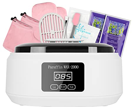 Forever Speed Paraffinbad für hände und füße Set 3400ml Wachsbad Paraffinbad Set für Trockene Raue Hau mit 900g Paraffinwachs Temperaturanzeige 200W Zubehör Tolles Spa Geschenk Weiß