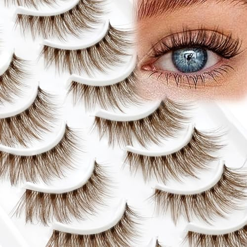 10 Paare Falsche Wimpern 5 Stil Gemischt Hybride Künstliche Wimpern Set Natürliche Wimpern Transparentes Band Kurzer und Weicher Streifen Künstliche Wimpern Natürlich Eyelashes By EMEDA (Mix-M)