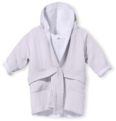 Mababu Bademantel Kinder mit Kapuze | 100% Bio-Baumwolle GOTS Zertifiziert | Premium Musselin Kinderbademantel für Mädchen & Jungen | Maschinenwaschbar & Trocknergeeignet | 4-lagig | 1-6 Jahre
