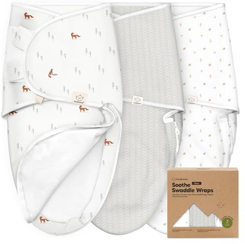 3er-Pack Pucksack Baby 0-3 Monate mit Reißverschluss - Bio-Baumwolle Baby Wickeltücher für Neugeborene, Mädchen, Jungen, Weicher und Strapazierfähiger Swaddle zum einfachen Windelwechseln (Forest, OS)
