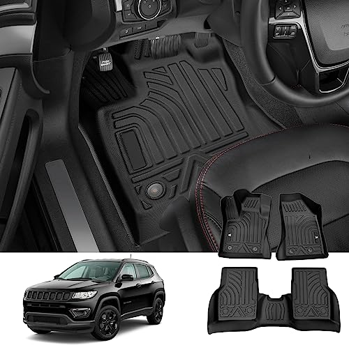 YEE PIN 2023 Compass Fussmatten fußmatten Kompatibel mit Jeep Compass 2017-2025 4x4 4xe Langlebiges und verschleißfestes Kompletter Satz Fußmatten wasserdicht und rutschfest